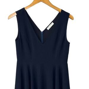Sandro Double V-Neck Sleeveless Fit and Flare Navy Dress Womens size Medium